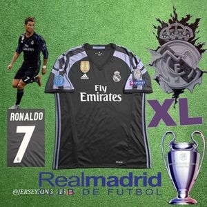 Adidas Real Madrid CF Cristiano Ronaldo #7 2016/2017 Third Jersey UCL Patches XL